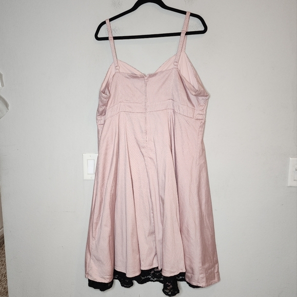 Torrid Pink Black Polka Dot lace trim sleeveless fit and flare dress size 20 - Picture 9 of 14
